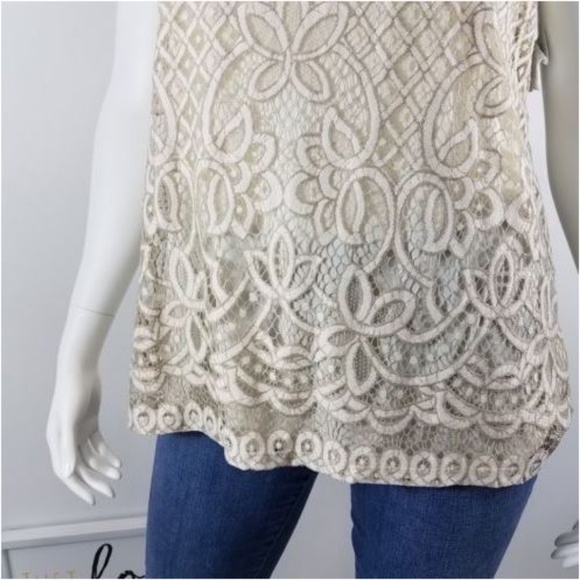 3/$25 Vintage Cream Embroidered Lace Top XL - Picture 3 of 7